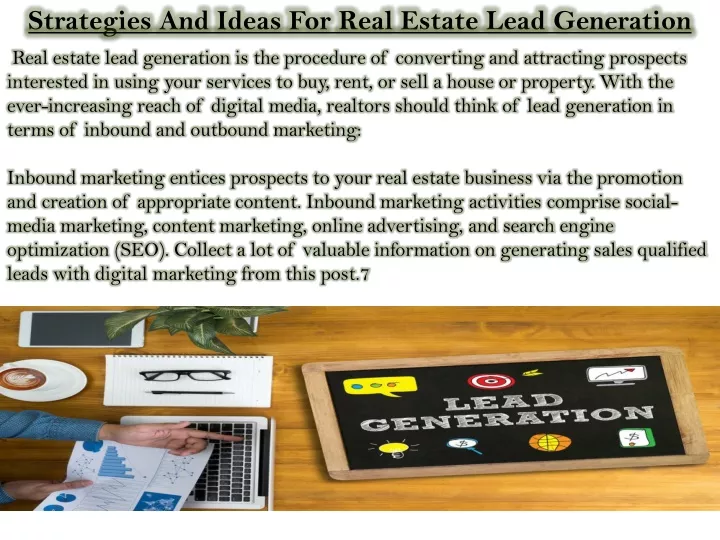 strategies and ideas for real estate lead