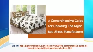 A COMPREHENSIVE GUIDE FOR CHOOSING THE RIGHT BED SHEET MANUFACTURER