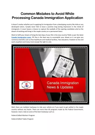 common mistakes to avoid while processing canada