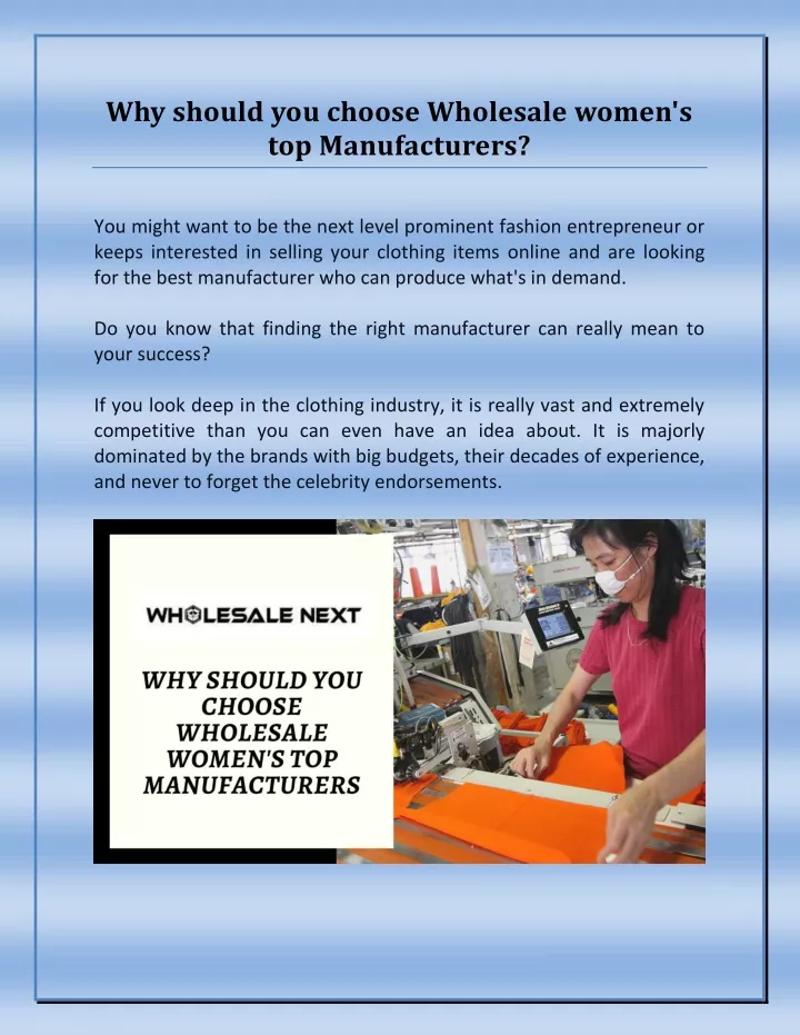 why should you choose wholesale women