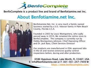 The Complete Line Of BenfoComplete™ Benfotiamine Supplement Products