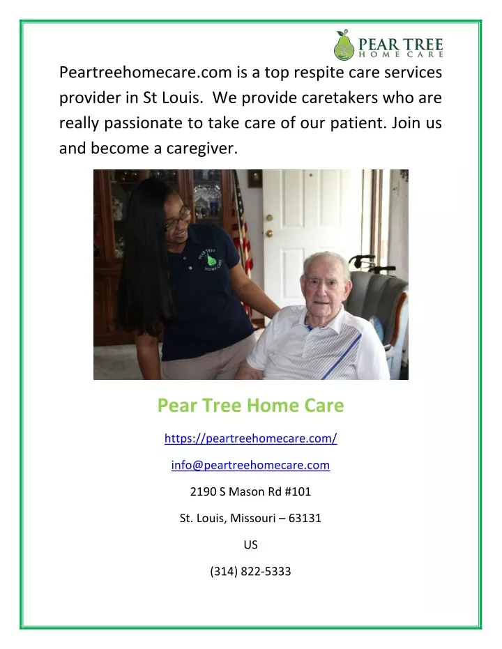 peartreehomecare com is a top respite care