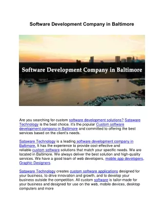 Software Development Company in Baltimore