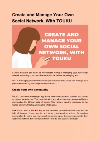 Create and Manage Your Own Social Network, With TOUKU