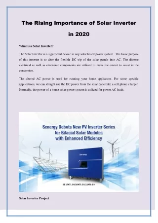 The Rising Importance of Solar Inverter in 2020