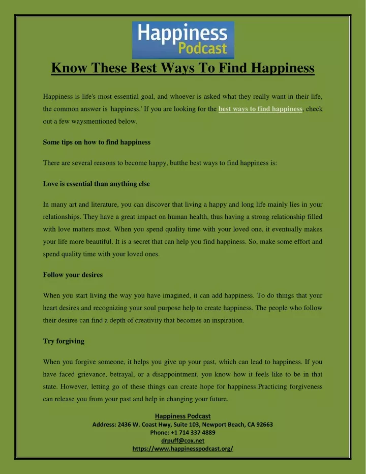 know these best ways to find happiness