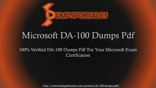 Microsoft DA-100 Dumps Pdf : 100% Real