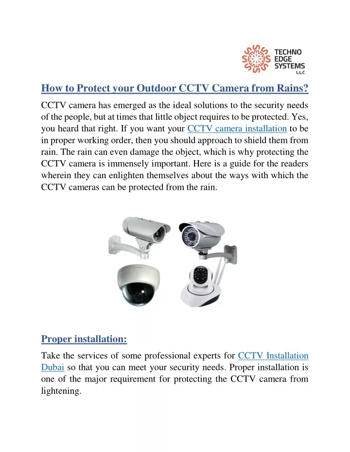 how to protect your outdoor cctv camera from rains