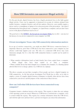 how usb forensics can uncover illegal activity