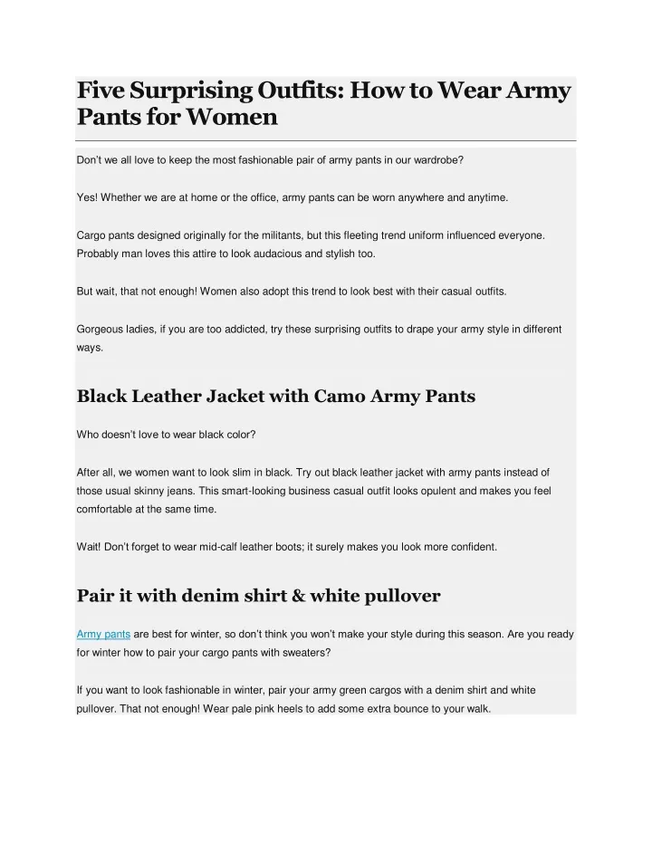 five surprising outfits how to wear army pants