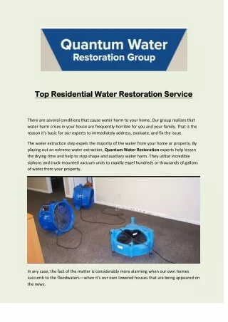Top Residential Water Damage Restoration Service