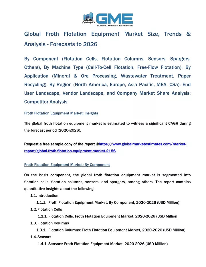 global froth flotation equipment market size