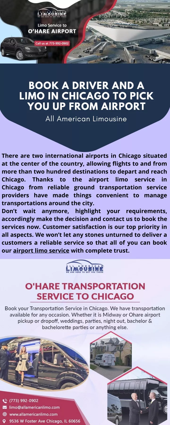 book a driver and a limo in chicago to pick