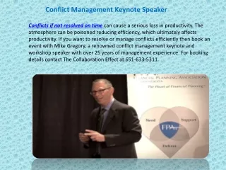 Conflict Management Keynote Speaker