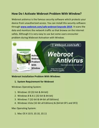 how do i activate webroot problem with window