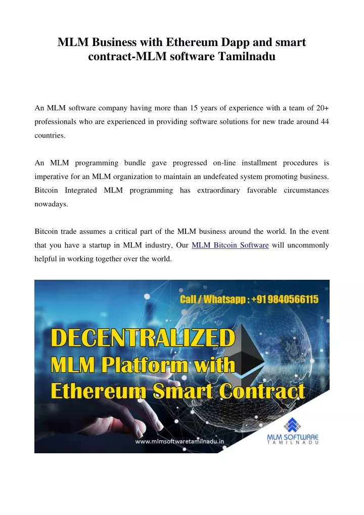 mlm business with ethereum dapp and smart