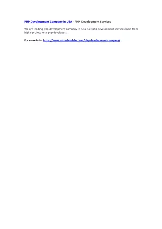 php development company in usa php development