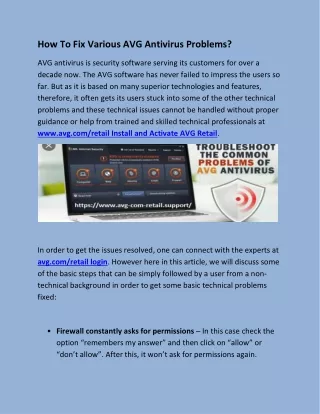 how to fix various avg antivirus problems