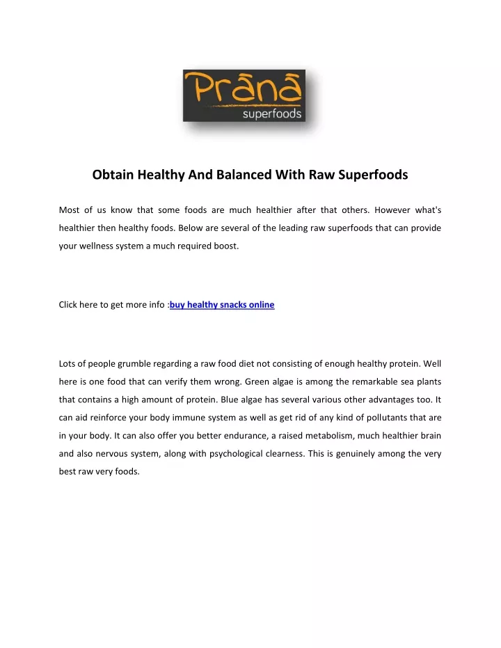 obtain healthy and balanced with raw superfoods