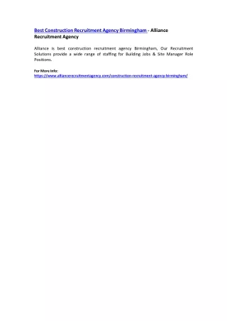 best construction recruitment agency birmingham