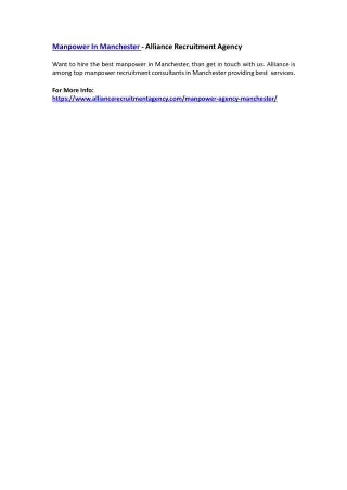 manpower in manchester alliance recruitment