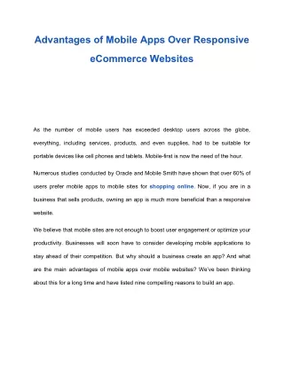 advantages of mobile apps over responsive