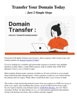 Transfer Your Domain Today – Just 2 Simple Steps