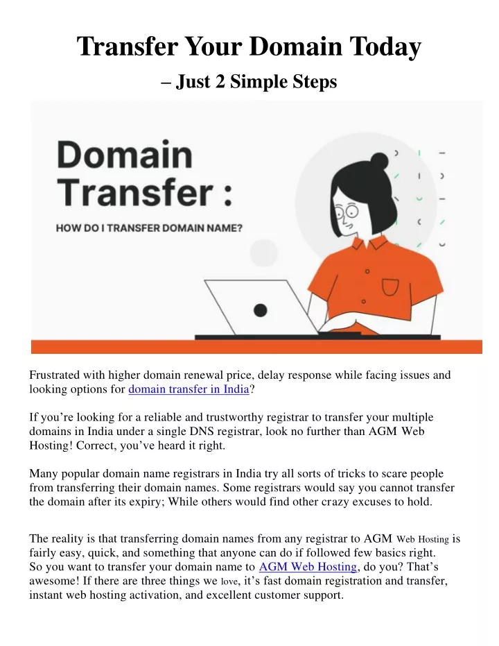 transfer your domain today just 2 simple steps