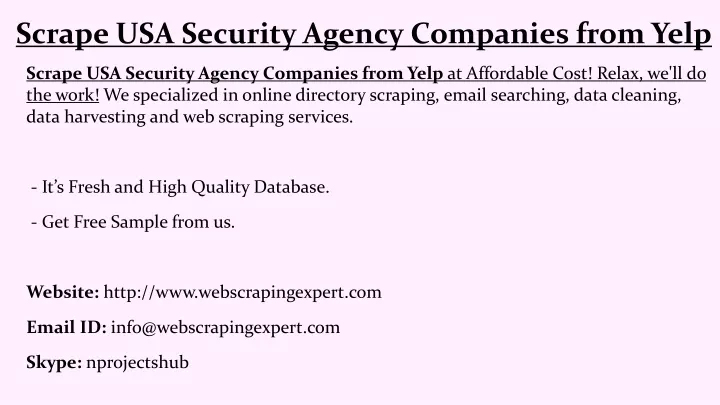 scrape usa security agency companies from yelp