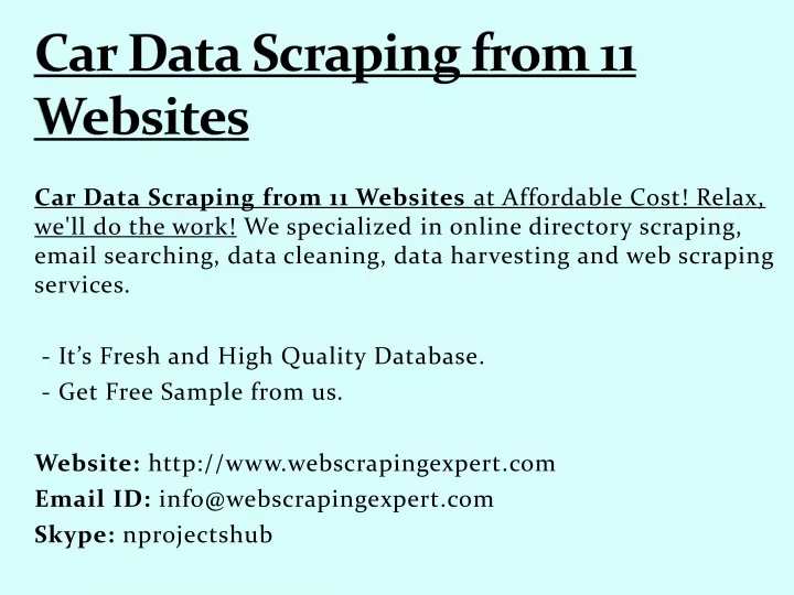 car data scraping from 11 websites