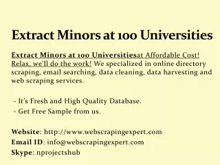 extract minors at 100 universities