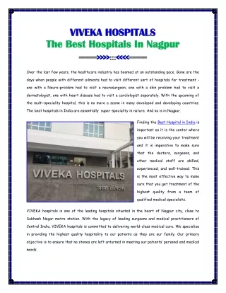 The Best Multispeciality Hospitals In Nagpur