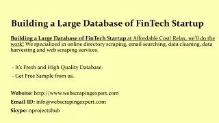 building a large database of fintech startup