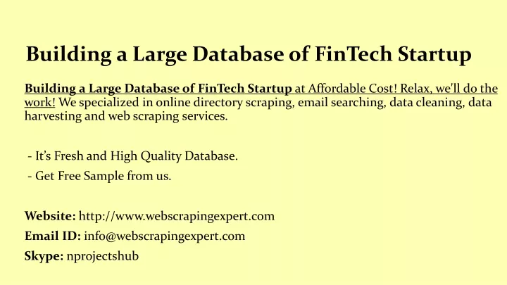 building a large database of fintech startup
