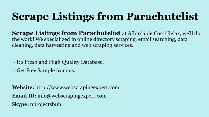 scrape listings from parachutelist