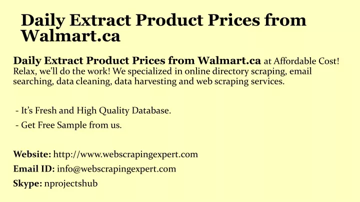 daily extract product prices from walmart ca