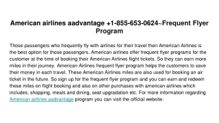 American airlines aadvantage  1-855-653-0624~Frequent Flyer Program