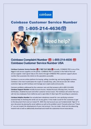 How can I contact Coinbase support?  1-805-214-4636| Coinbase Helpline Number
