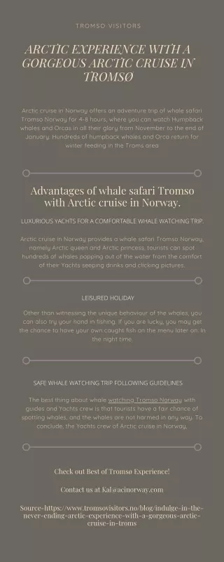 Arctic Experience with a Gorgeous Arctic Cruise in Tromsø