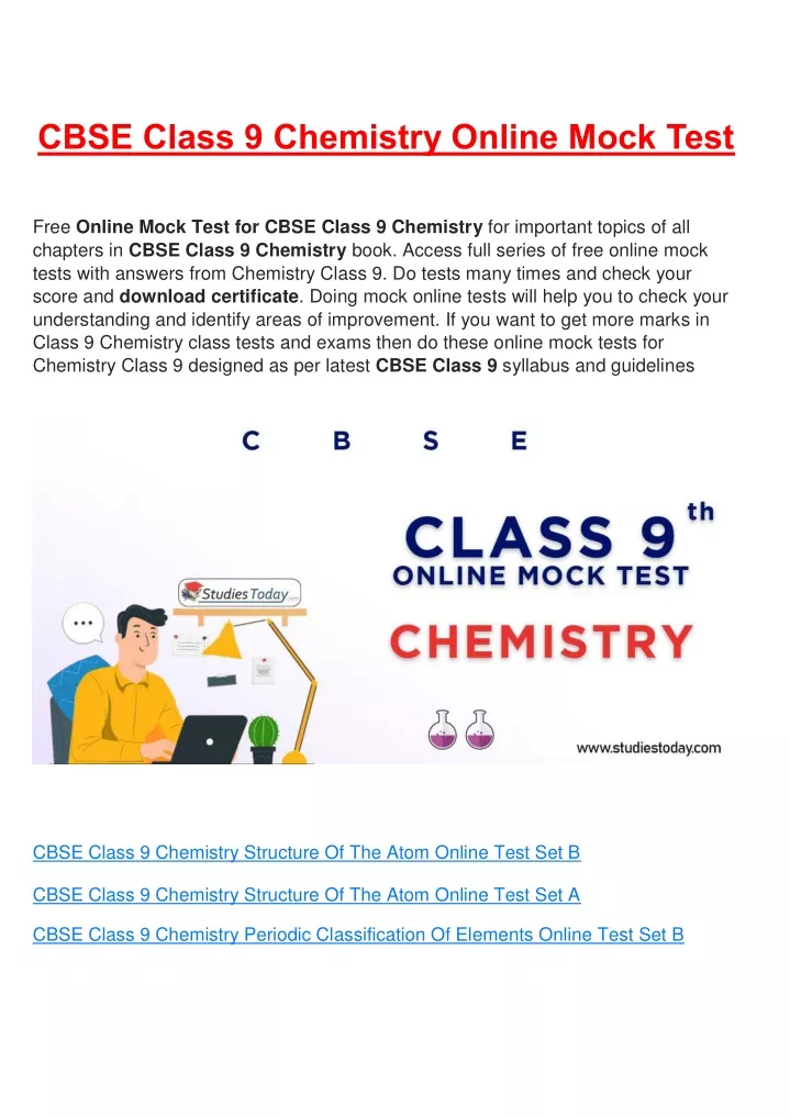 cbse class 9 chemistry online mock test