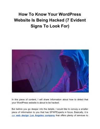 how to know your wordpress website is being