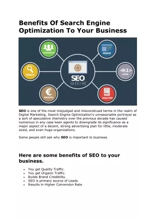Benefits Of Search Engine Optimization To Your Business