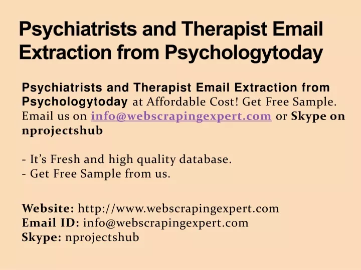 psychiatrists and therapist email extraction from psychologytoday