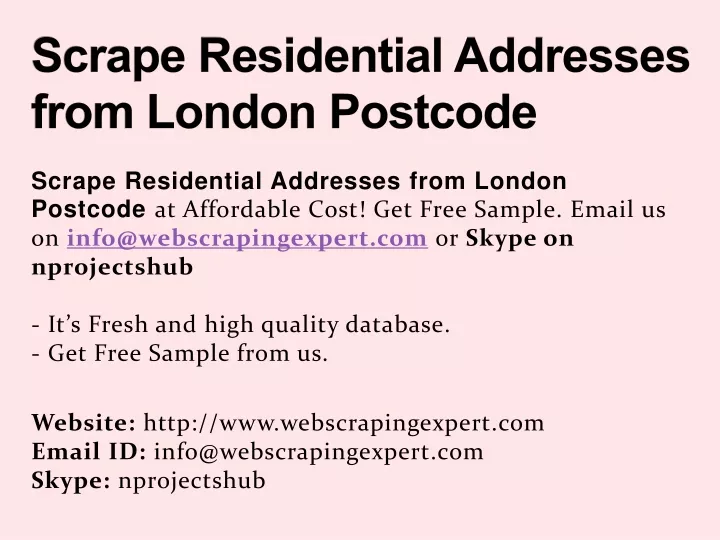 scrape residential addresses from london postcode