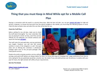 Thing that you must Keep in Mind While opt for a Mobile Call Plan