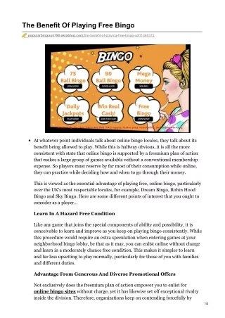the benefit of playing free bingo