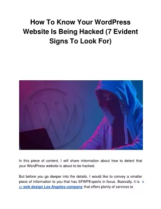 how to know your wordpress website is being hacked 7 evident signs to look for