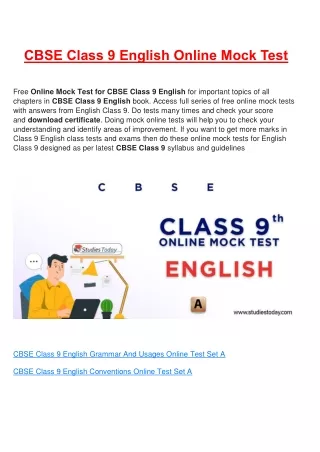 cbse class 9 english online mock test