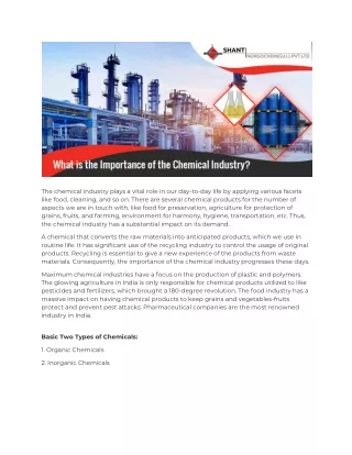 Importance of the Chemical Industry