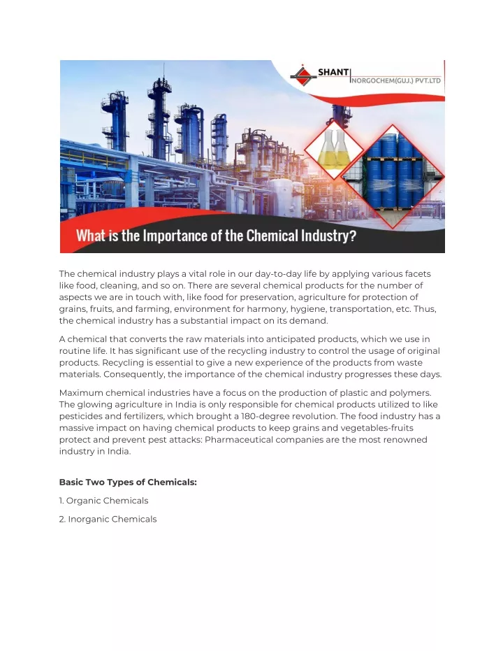 the chemical industry plays a vital role